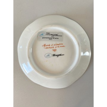 TAZZINA CAFFE PORCELLANA G. Mangani DECORO FIORI DIPINTO a MANO MANICO FARFALLA