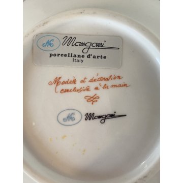 TAZZINA CAFFE PORCELLANA G. Mangani DECORO FIORI DIPINTO a MANO MANICO FARFALLA