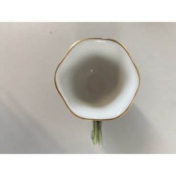 TAZZINA CAFFE PORCELLANA G. Mangani DECORO FIORI DIPINTO a MANO MANICO FARFALLA