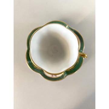 TAZZINA CAFFE PIATTINO PORCELLANA Limoges DECORO FLOREALE DIPINTO A MANO Baroni
