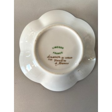 TAZZINA CAFFE PIATTINO PORCELLANA Limoges DECORO FLOREALE DIPINTO A MANO Baroni