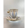 TAZZINA CAFFE PORCELLANA G. Mangani FIRENZE DECORO FIORI VOLUTE ORO DIPINTO '900