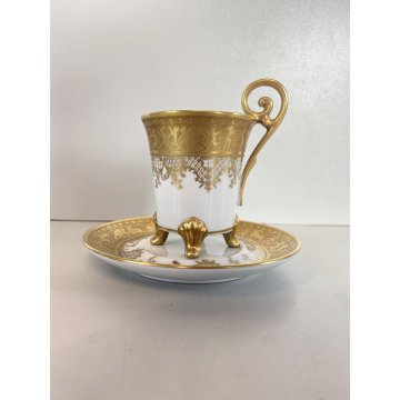 TAZZINA da CAFFE STILE IMPERO PORCELLANA ORO 24Kt Morbelli Arte '900