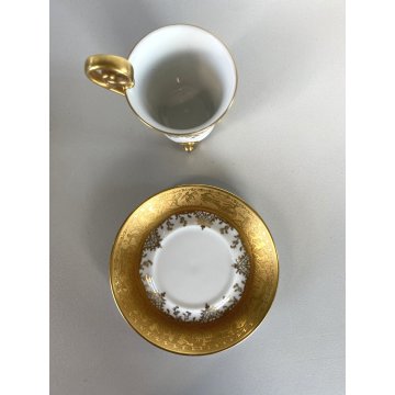 TAZZINA da CAFFE STILE IMPERO PORCELLANA ORO 24Kt Morbelli Arte '900