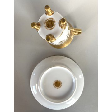 TAZZINA da CAFFE STILE IMPERO PORCELLANA ORO 24Kt Morbelli Arte '900