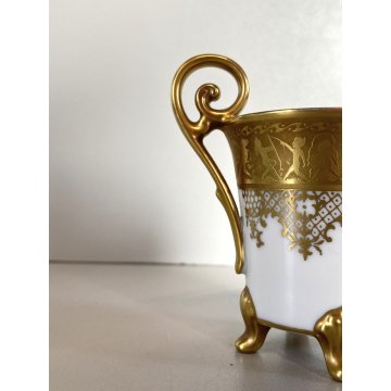 TAZZINA da CAFFE STILE IMPERO PORCELLANA ORO 24Kt Morbelli Arte '900