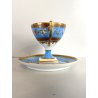 TAZZINA CAFFE PORCELLANA Sevres DECORO FLOREALE ROCCOCO' BASE PIEDISTALLO '50