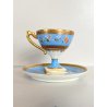 TAZZINA CAFFE PORCELLANA Sevres DECORO FLOREALE ROCCOCO' BASE PIEDISTALLO '50