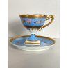TAZZINA CAFFE PORCELLANA Sevres DECORO FLOREALE ROCCOCO' BASE PIEDISTALLO '50