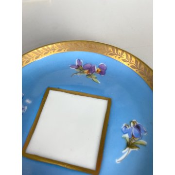 TAZZINA CAFFE PORCELLANA Sevres DECORO FLOREALE ROCCOCO' BASE PIEDISTALLO '50