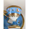 TAZZINA CAFFE PORCELLANA Sevres DECORO FLOREALE ROCCOCO' BASE PIEDISTALLO '50
