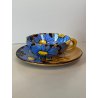SERVIZIO CAFFE Art Decò 19 PEZZI MAIOLICA SPICA Albisola DECORO FLOREALE BLU '30