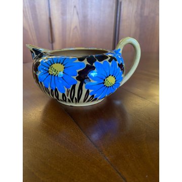 SERVIZIO CAFFE Art Decò 19 PEZZI MAIOLICA SPICA Albisola DECORO FLOREALE BLU '30