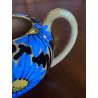 SERVIZIO CAFFE Art Decò 19 PEZZI MAIOLICA SPICA Albisola DECORO FLOREALE BLU '30