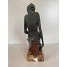 SCULTURA BRONZO FIGURA FEMMINILE DONNA SEDUTA BASE MARMO 25cm/h CONTEMPORARY ART