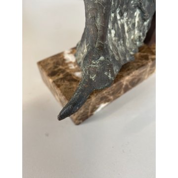 SCULTURA BRONZO FIGURA FEMMINILE DONNA SEDUTA BASE MARMO 25cm/h CONTEMPORARY ART