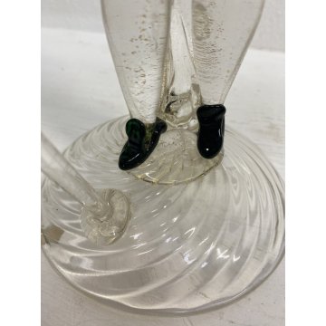 FIGURA RINASCIMENTALE Salviati VETRO SOFFIATO MURANO VERDE AVVENTURINA ORO '50