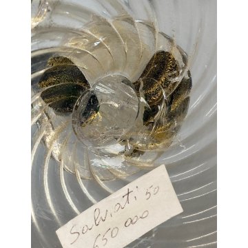 FIGURA RINASCIMENTALE Salviati VETRO SOFFIATO MURANO VERDE AVVENTURINA ORO '50