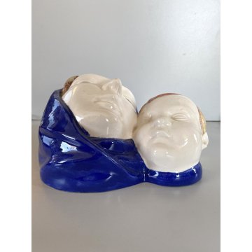 SCULTURA BASSORILIEVO MAIOLICA MATERNITA' MADONNA GESU' BAMBINO 25x28x14cm/h 900
