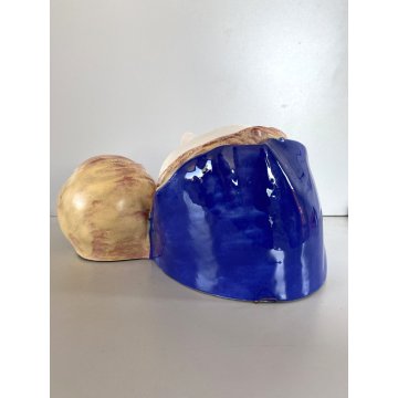 SCULTURA BASSORILIEVO MAIOLICA MATERNITA' MADONNA GESU' BAMBINO 25x28x14cm/h 900