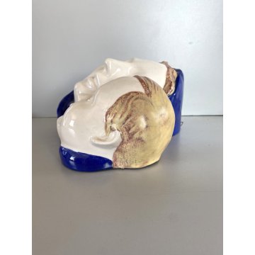 SCULTURA BASSORILIEVO MAIOLICA MATERNITA' MADONNA GESU' BAMBINO 25x28x14cm/h 900
