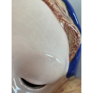 SCULTURA BASSORILIEVO MAIOLICA MATERNITA' MADONNA GESU' BAMBINO 25x28x14cm/h 900
