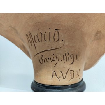 ANTICO BUSTO FEMMINILE TERRACOTTA Mariò Paris 1891 A.VDK. Giovane Baccante DONNA