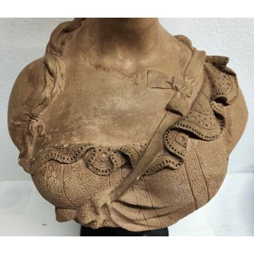 ANTICO BUSTO FEMMINILE TERRACOTTA Mariò Paris 1891 A.VDK. Giovane Baccante DONNA