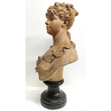 ANTICO BUSTO FEMMINILE TERRACOTTA Mariò Paris 1891 A.VDK. Giovane Baccante DONNA