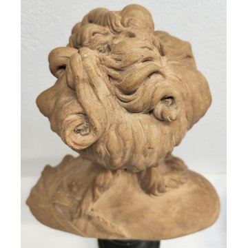 ANTICO BUSTO FEMMINILE TERRACOTTA Mariò Paris 1891 A.VDK. Giovane Baccante DONNA