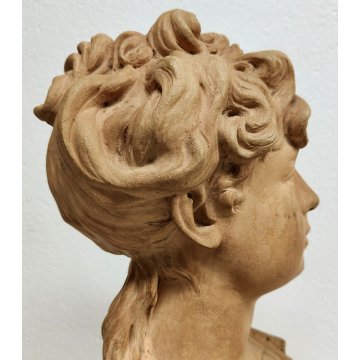 ANTICO BUSTO FEMMINILE TERRACOTTA Mariò Paris 1891 A.VDK. Giovane Baccante DONNA
