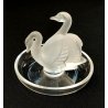 Lalique SCULTURA 2 Cigni in Amore CRISTALLO piatto x anello France FROSTED GLASS
