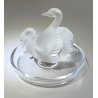 Lalique SCULTURA 2 Cigni in Amore CRISTALLO piatto x anello France FROSTED GLASS