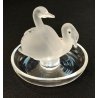 Lalique SCULTURA 2 Cigni in Amore CRISTALLO piatto x anello France FROSTED GLASS