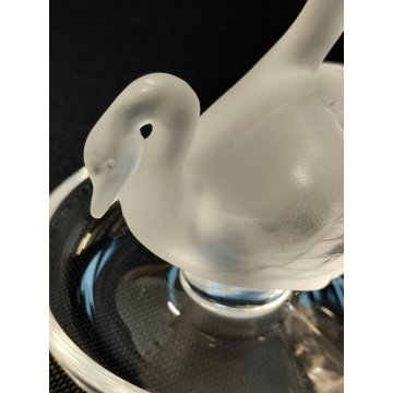 Lalique SCULTURA 2 Cigni in Amore CRISTALLO piatto x anello France FROSTED GLASS