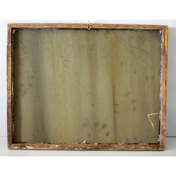 ANTICA CORNICE DORATA SPECCHIO PARETE LEGNO ORO GOLDEN FRAME MIRROR fine XIX sec