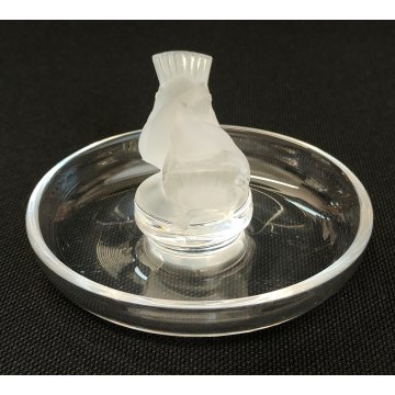 Lalique SCULTURA 2 Uccelli Amore CRISTALLO piatto x anello France FROSTED GLASS