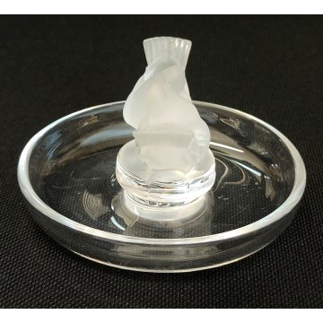 Lalique SCULTURA 2 Uccelli Amore CRISTALLO piatto x anello France FROSTED GLASS
