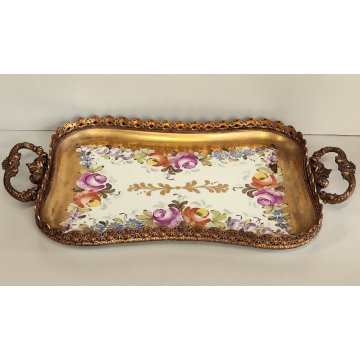 ANTICO VASSOIO PORCELLANA Ancienne Porcelaine France DIPINTO FIORI Vieux Paris