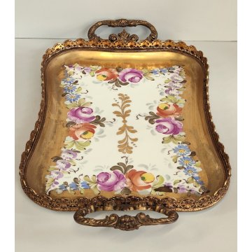 ANTICO VASSOIO PORCELLANA Ancienne Porcelaine France DIPINTO FIORI Vieux Paris