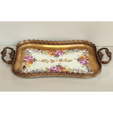 ANTICO VASSOIO PORCELLANA Ancienne Porcelaine France DIPINTO FIORI Vieux Paris
