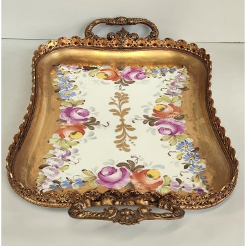 ANTICO VASSOIO PORCELLANA Ancienne Porcelaine France DIPINTO FIORI Vieux Paris