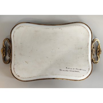 ANTICO VASSOIO PORCELLANA Ancienne Porcelaine France DIPINTO FIORI Vieux Paris