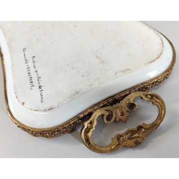 ANTICO VASSOIO PORCELLANA Ancienne Porcelaine France DIPINTO FIORI Vieux Paris