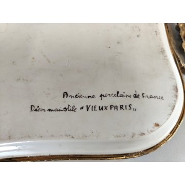 ANTICO VASSOIO PORCELLANA Ancienne Porcelaine France DIPINTO FIORI Vieux Paris