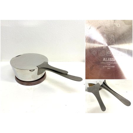 VINTAGE PASTA POT ALESSI CASSERUOLA + COPERCHIO + SOTTOPENTOLA ACCIAIO MELAMMINA