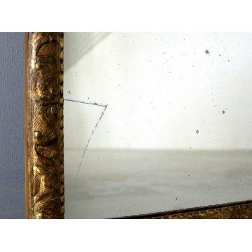 ANTICA CORNICE DORATA SPECCHIO PARETE LEGNO ORO GOLDEN FRAME MIRROR fine XIX sec
