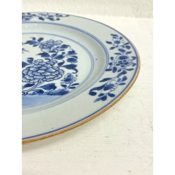 COPPIA PIATTO PORCELLANA CHINESE BLUE and WHITE DECORO PEONIA BAMBOO XVIII ø23cm