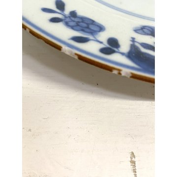 COPPIA PIATTO PORCELLANA CHINESE BLUE and WHITE DECORO PEONIA BAMBOO XVIII ø23cm