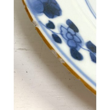 COPPIA PIATTO PORCELLANA CHINESE BLUE and WHITE DECORO PEONIA BAMBOO XVIII ø23cm